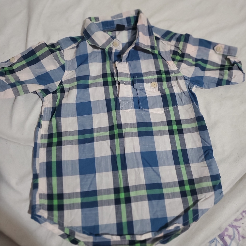 GAP Toddler Plaid Shirt - Blue and Green